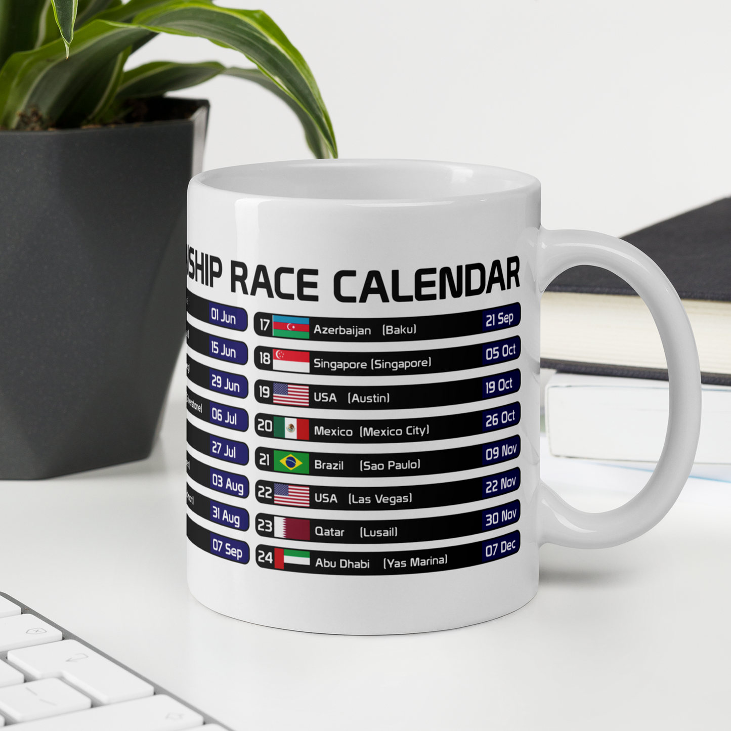 2025 Season Formula 1 Calendar Mug