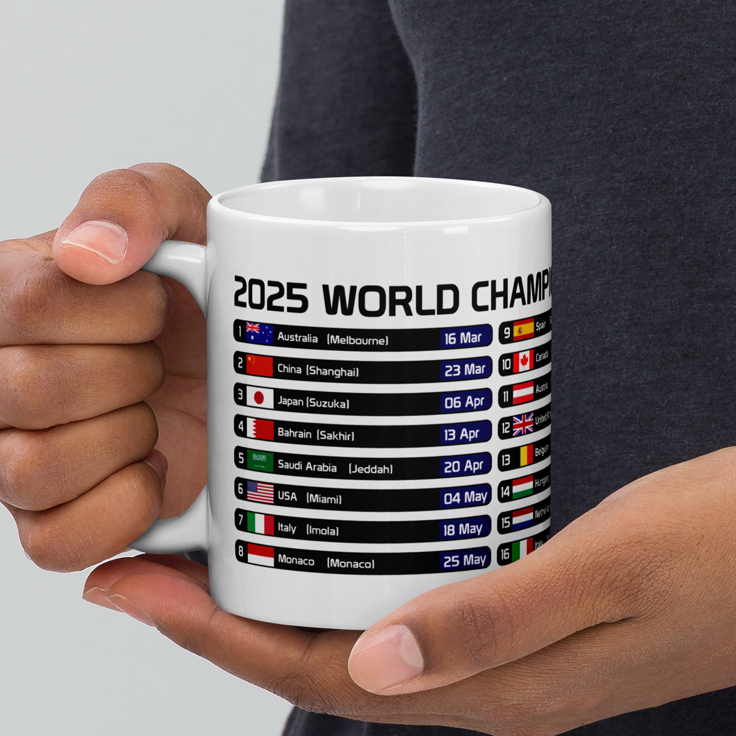 2025 Season Formula 1 Calendar Mug