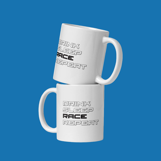 Drink Sleep Race Repeat Custom Mug