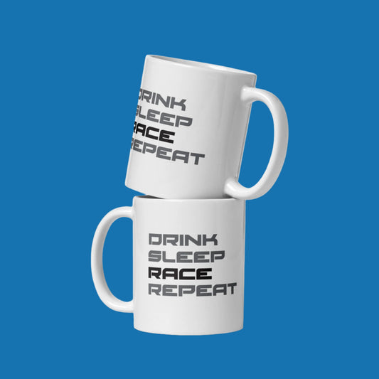 Drink Sleep Race Repeat Custom Mug